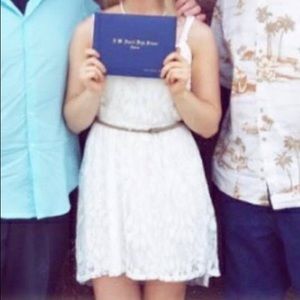 White lace high low dress